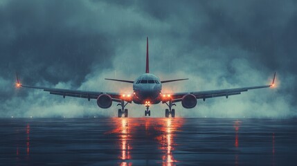 Airplane soaring above clouds at sunrise for travel concept and aviation design