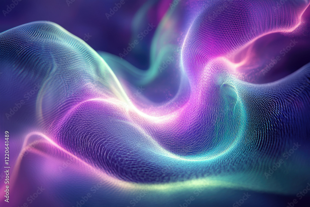 Leinwandbilder abstract background with flowing, vibrant, neon-colored particles creating a wave-like pattern.