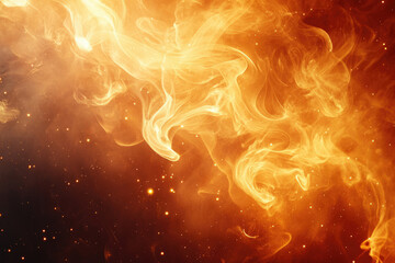 Obraz premium Abstract fiery swirls and glowing embers in a dark cosmic backdrop.