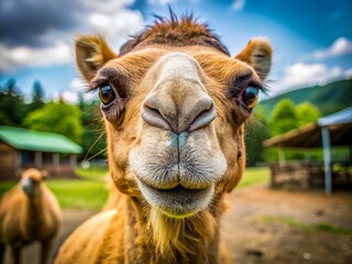 Fototapeta premium Close-up Portrait of a Camel at Smoky Mountain Animal Farm, Sevierville, Tennessee