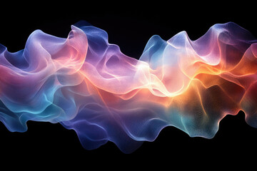 Abstract colorful waves flowing smoothly on a transparent background. Digital art.