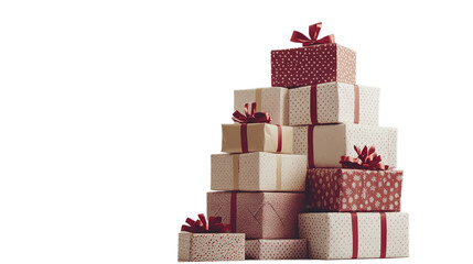 Stacked up gift boxes, Christmas, Valentine's Day, transparent background, cut out