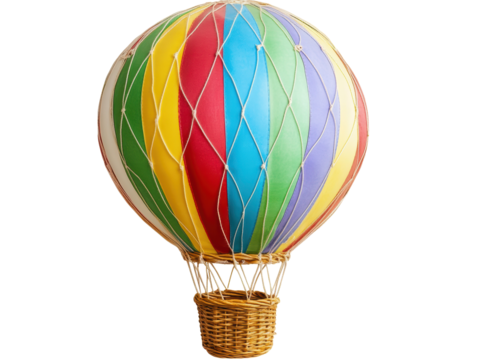 Isolated Colorful Hot Air Balloon Basket