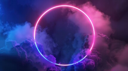 Neon Circle in the Clouds