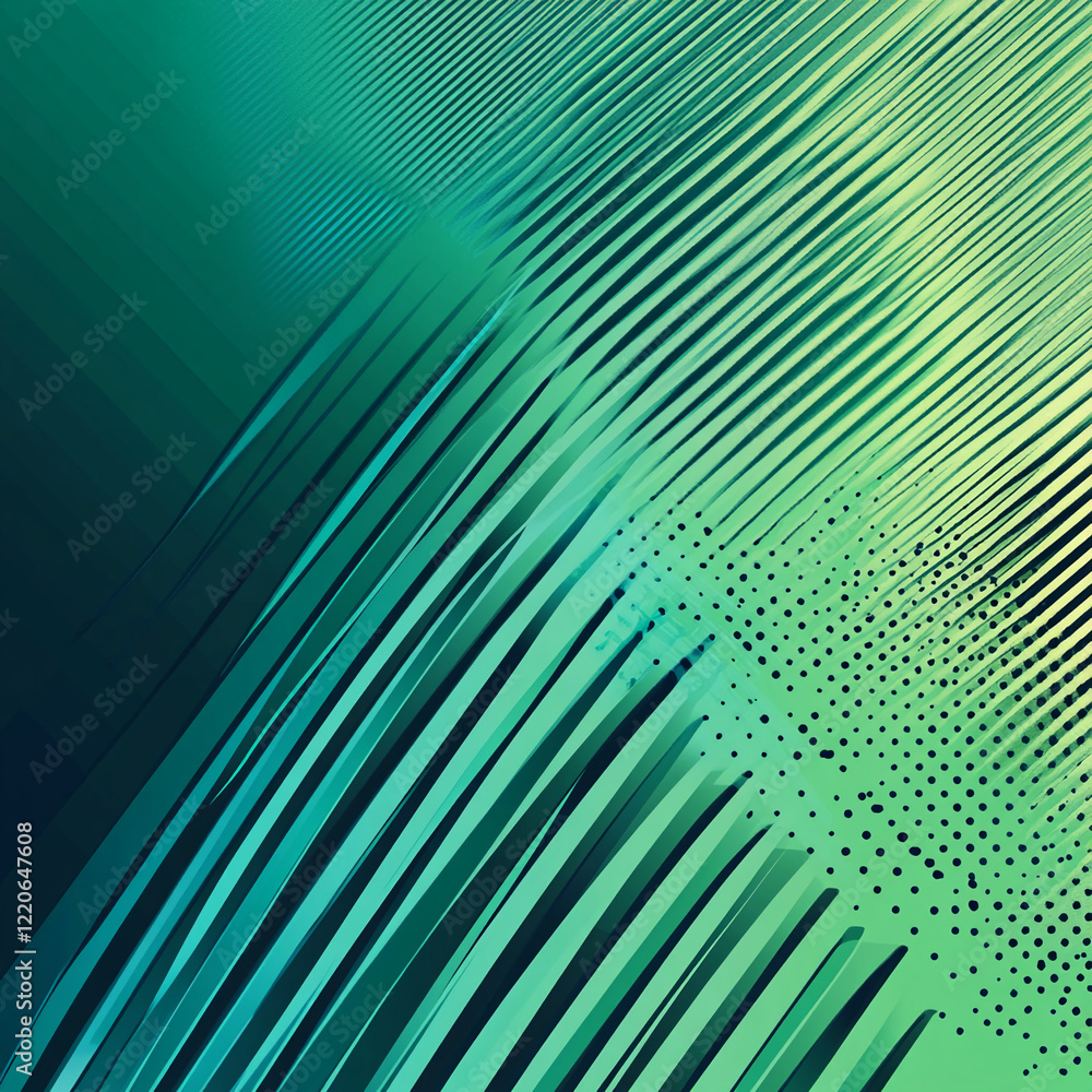 Aufkleber Abstract green linear pattern with dynamic curves and halftone details. Business background