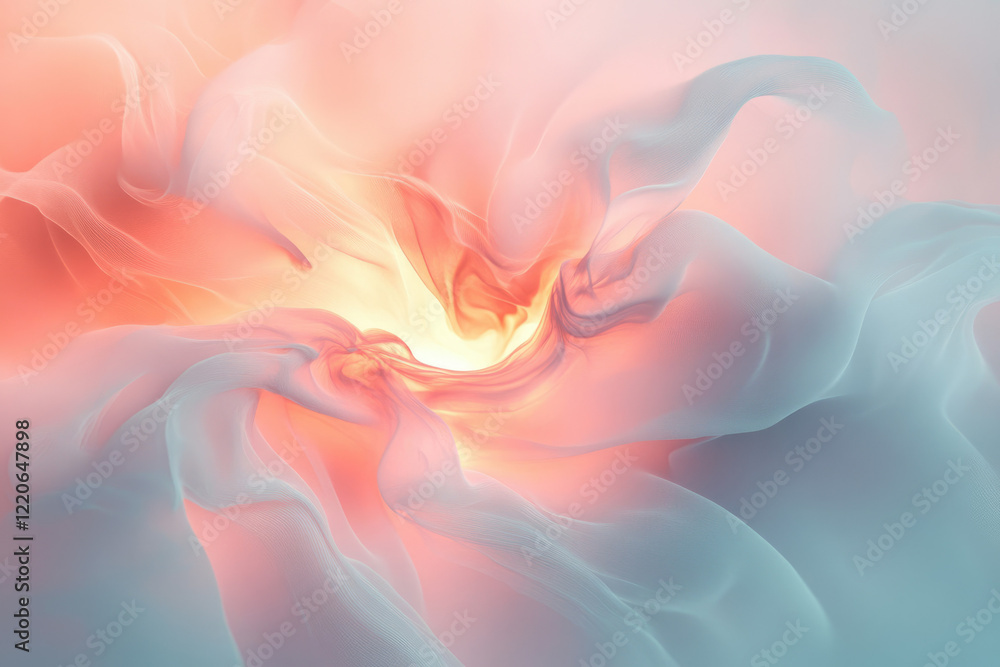 Poster abstract pastel swirls creating a dreamy, ethereal, and calming visual experience.