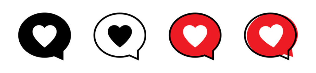 Heart in a speech bubble, love icon, valentines day icon.