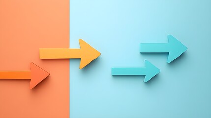 Set of Three Arrows in Various Directions on Background Surface