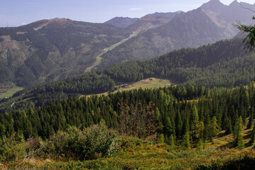View of a mountain valley from the top of a mountain