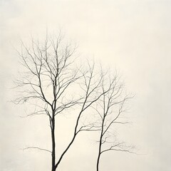 Obraz premium Silhouette of Bare Trees Set Against Gentle Light Background