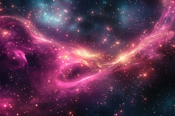 Fototapeta premium A vibrant nebula swirls across a dark cosmos, punctuated by countless stars, creating a breathtaking celestial spectacle.