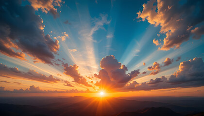 Majestic Sunset Over Mountain Ranges