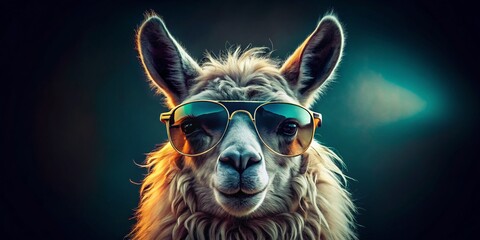 Cool Llama in Shades: Monochrome Low-Light Portrait