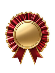 Isolated Red and Gold Award Ribbon with Empty Center