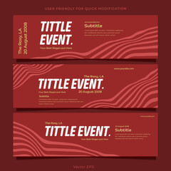 Red Abstract Event Banner Design with Artistic Wavy Lines for Advertising and Promotion