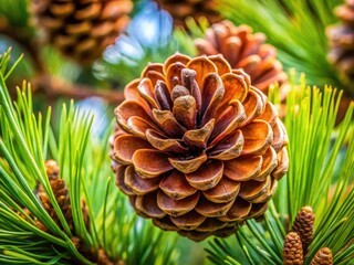 Fototapeta premium Close-up of a Southern Pine cone, minimalist style.