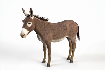 Fototapeta premium Realistic 3D model of a donkey standing on white background