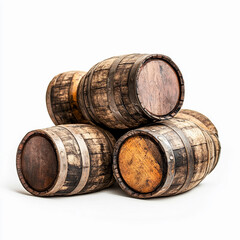 Fototapeta premium Rustic wooden barrels stacked together in a cozy setting