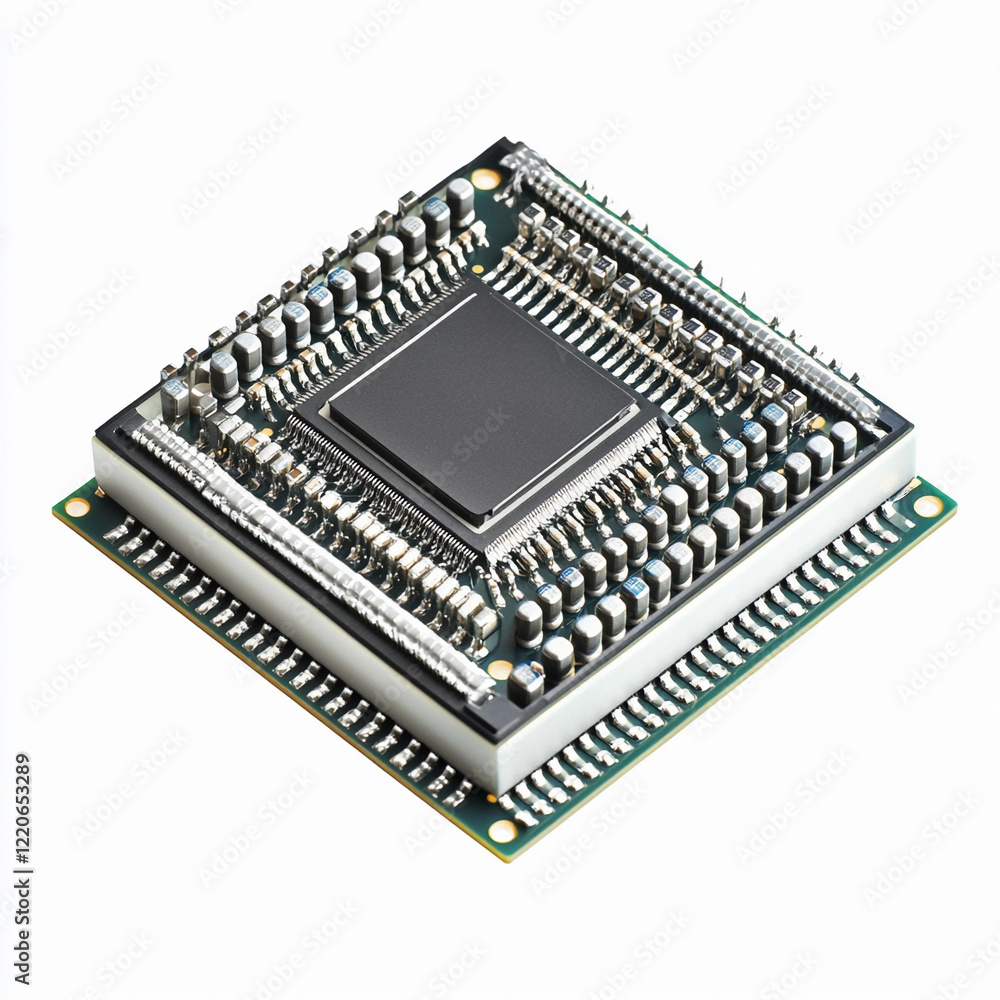 Poster Microprocessor on circuit board with multiple pins