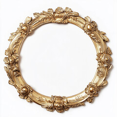Elegant gold circular frame with floral details