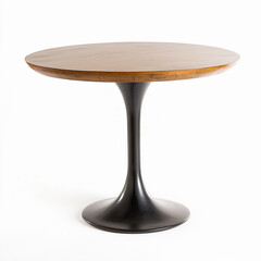 Modern round wooden table with unique pedestal base