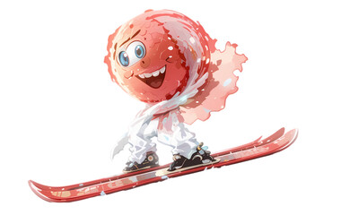 red emoji skis clipart on white and transparent backgrounds