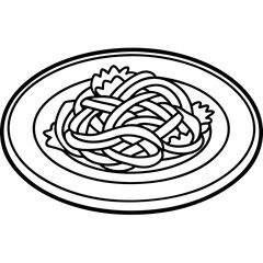 Elegant Spaghetti Plate Outline Illustration