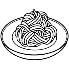Elegant Spaghetti Plate Outline Illustration
