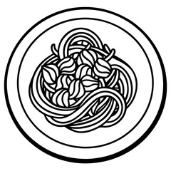 Elegant Spaghetti Plate Outline Illustration