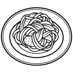 Elegant Spaghetti Plate Outline Illustration