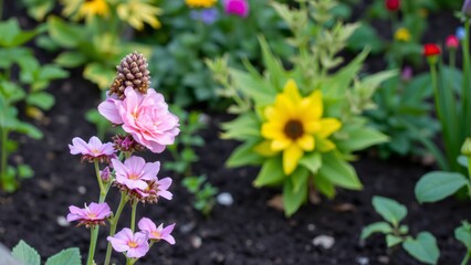 Delicate Pink Flowers Blooming in a Vibrant Garden