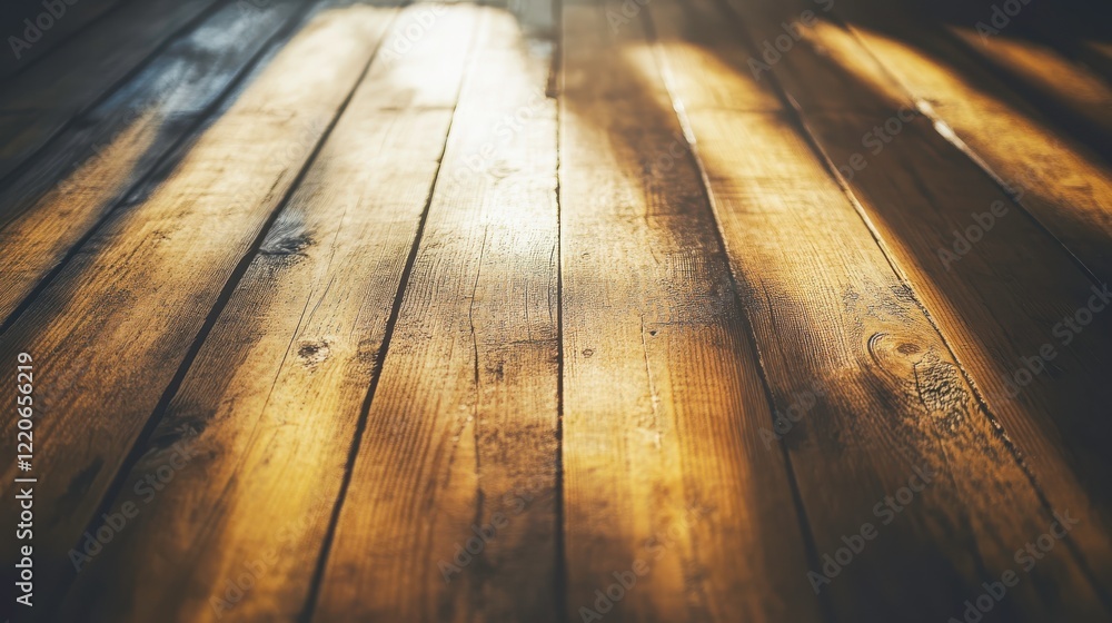 Poster wooden table with bright patterns and soft light