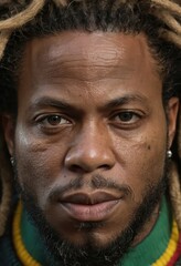 Fototapeta premium close-up onf ace of a black man, angry expression