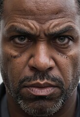 Obraz premium close-up onf ace of a black man, angry expression