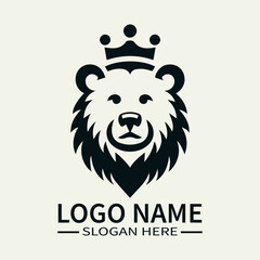 Iconic Bear Head Logo Design, Majestic Bear Logo, Powerful Bear Mascot, Wildlife Logo with Bear Head, Forest King Logo
