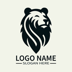 Iconic Bear Head Logo Design, Majestic Bear Logo, Powerful Bear Mascot, Wildlife Logo with Bear Head, Forest King Logo