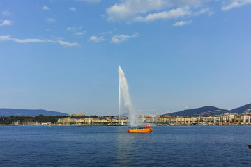 Sunset view of city of Geneva, Switzerland