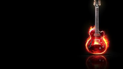 Obraz premium Fire guitar on black for music