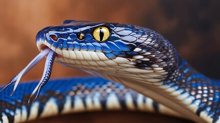 close up of a snake in a studio