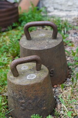 old rusty metal weights