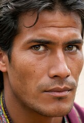 close up portrait of a man, peruvian guy
