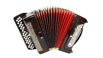 Classic Brown Accordion Musical Instrument Red Bellows