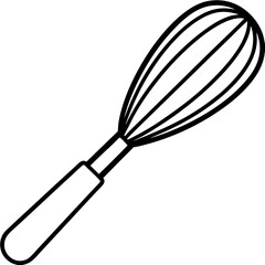 Hand-Drawn Whisk Line Art Vector