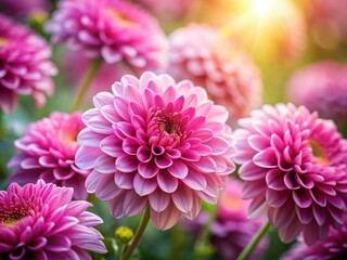 Fototapeta premium Delicate Pink Flowers, Soft Bokeh Background, Close-Up Macro Photography