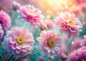 Fototapeta premium Delicate Pink Flowers: Surreal Close-up Macro Photography
