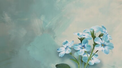 The image is a beautiful watercolor painting of blue flowers. The flowers are delicate and feminine, and the colors are soft and muted.