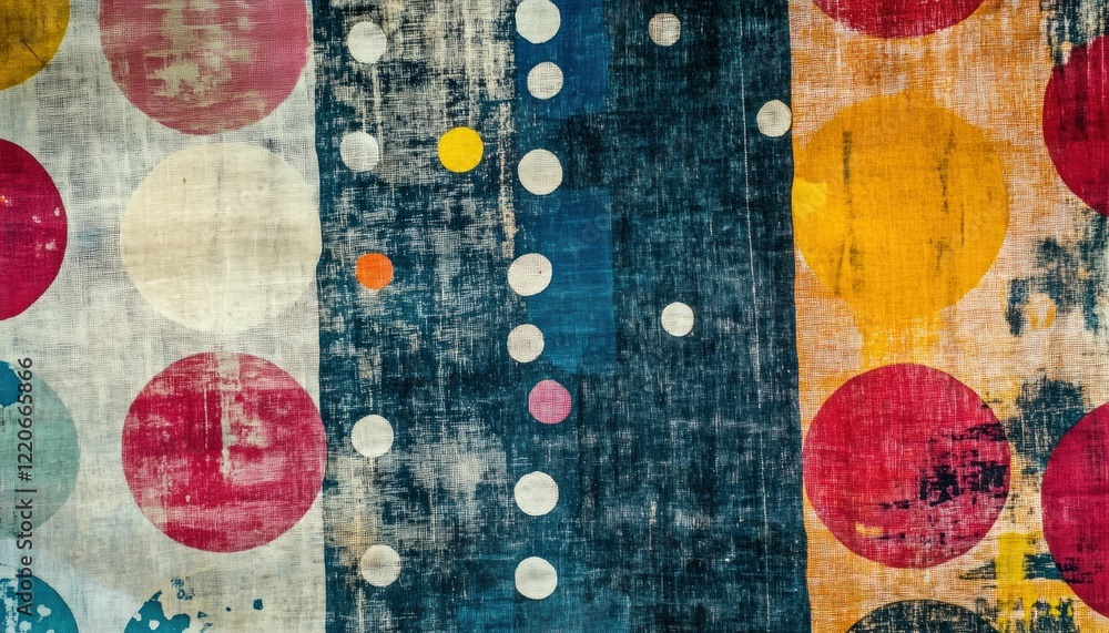Poster abstract colorful textile design with polka dot pattern and textured background