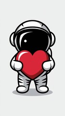 Obraz premium A vector illustration of a cute astronaut floating holding a love heart , white background Generative AI