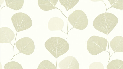 Obraz premium Soft green leaves with delicate veins form light and understated botanical motif on pale background, creating serene and natural design