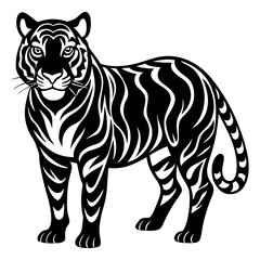 tiger on white  illustration silhouette on White Background 